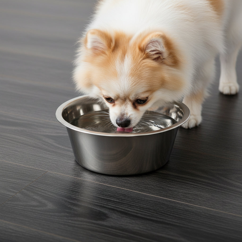 Stainless Steel Paw & Beads Imprint Dog Bowl Small
