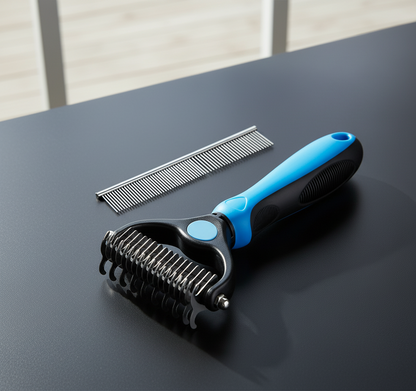 CoatRake™ Dual-Sided Undercoat Rake – Dog Deshedding & Dematting Brush Set for Thick Coats, Loose Fur & Mats