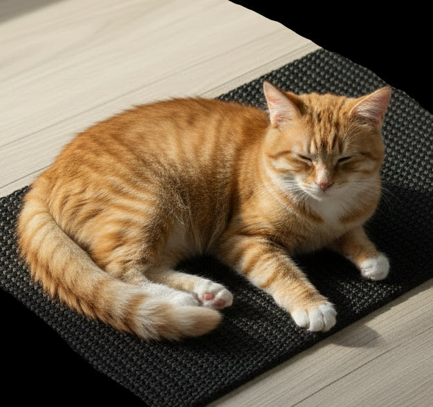 Cat Litter Mat Litter Box Mat, EVA Honeycomb Double Layer Design, Urine & Waterproof, Scatter Control Kitty Litter Mat, Less Waste, Easier to Clean,Washable, Black